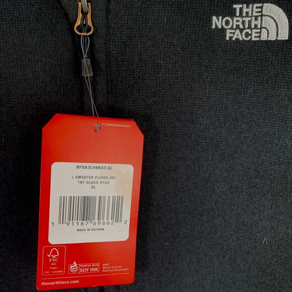 The North Face Jacket Wmn XL Black Sweater Fleece Full Zip Viral Gains Logo NWT - Picture 6 of 8